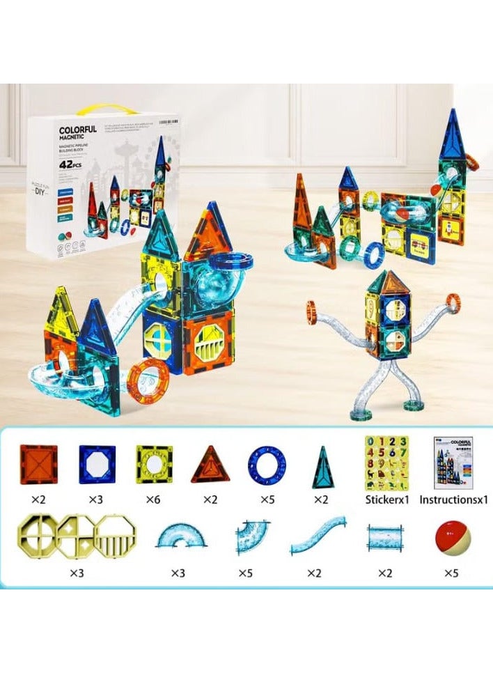 ألعاب مغناطيسية للأطفال الصغار، مكعبات بناء لمرحلة ما قبل المدرسة، جذع (42 قطعة)، - Image 2